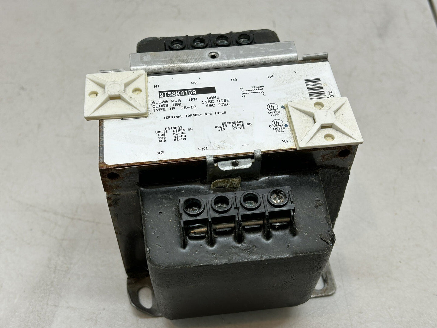 GE 9T58K4159 INDUSTRIAL CONTROL TRANSFORMER TYPE IP IS-12 / 0.500 KVA / 1PH 60HZ