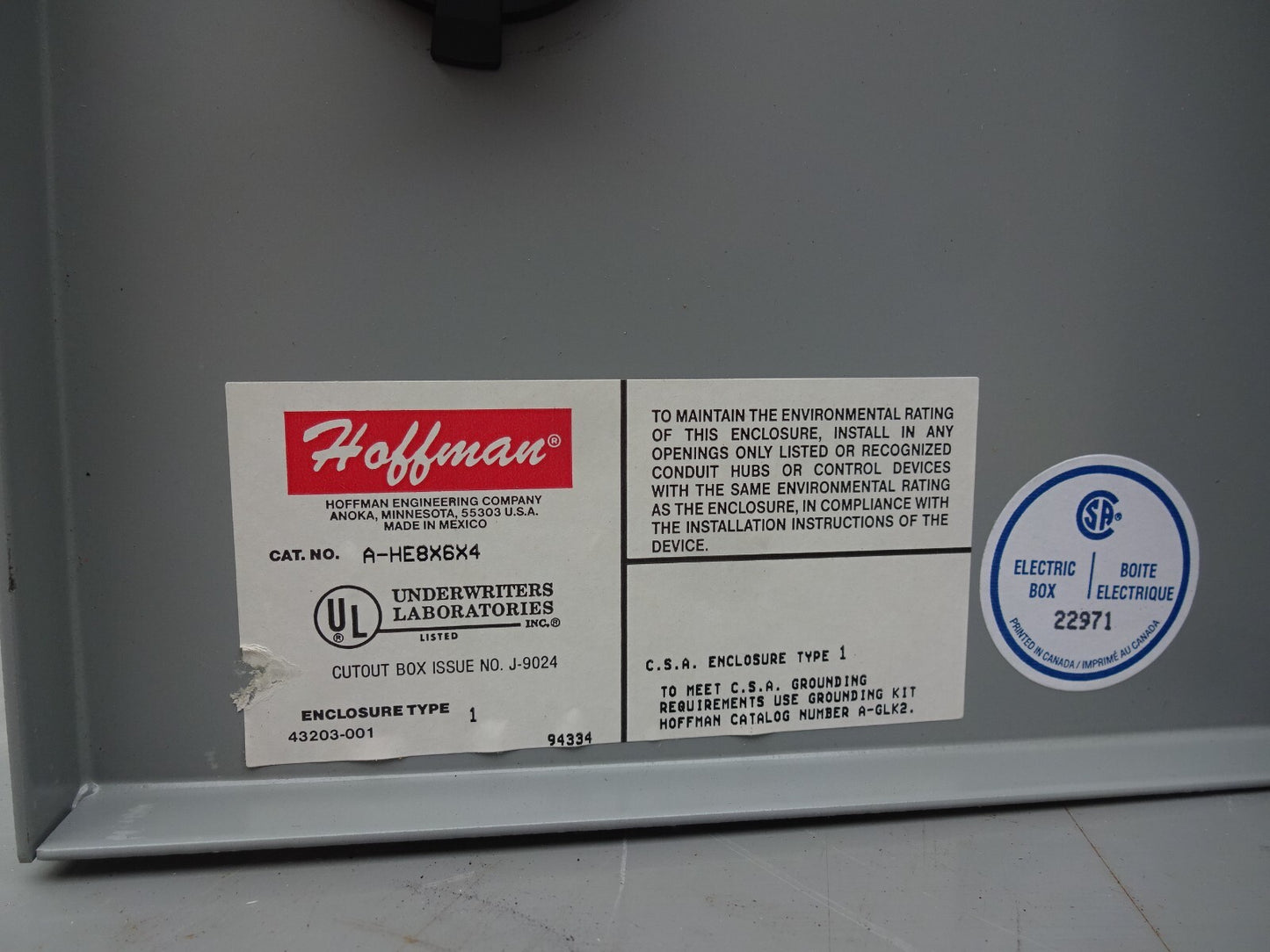 MOORE DCA/4-20MA/SH2/117AC-DPDT-GP / DC CURRENT ALARM / WITH HOFFMAN A-HE8X6X4
