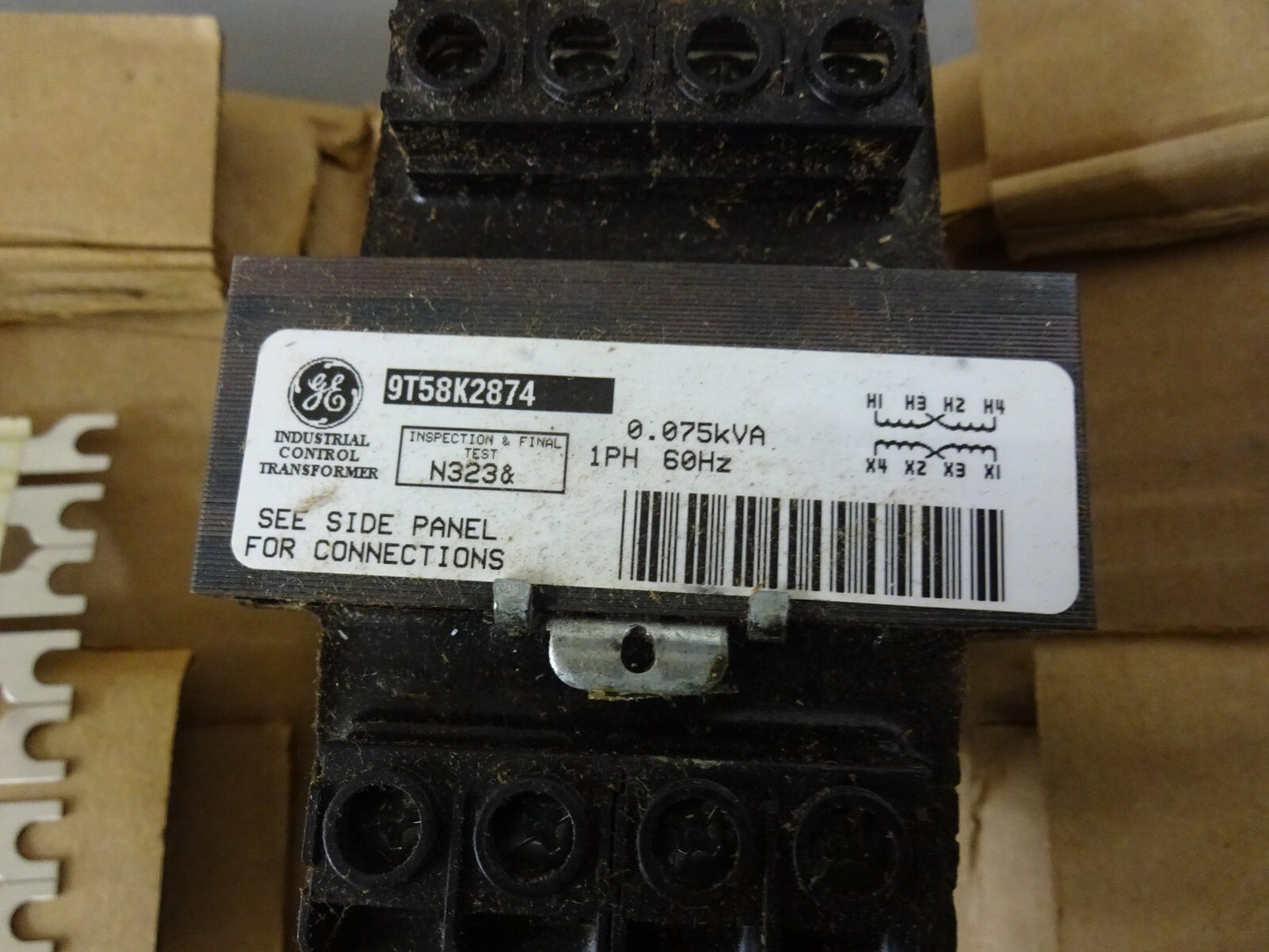 GE 9T58K2874 / CONTROL TRANSFORMER / SINGLE PHASE 60HZ 0.075kVA TYPE IP