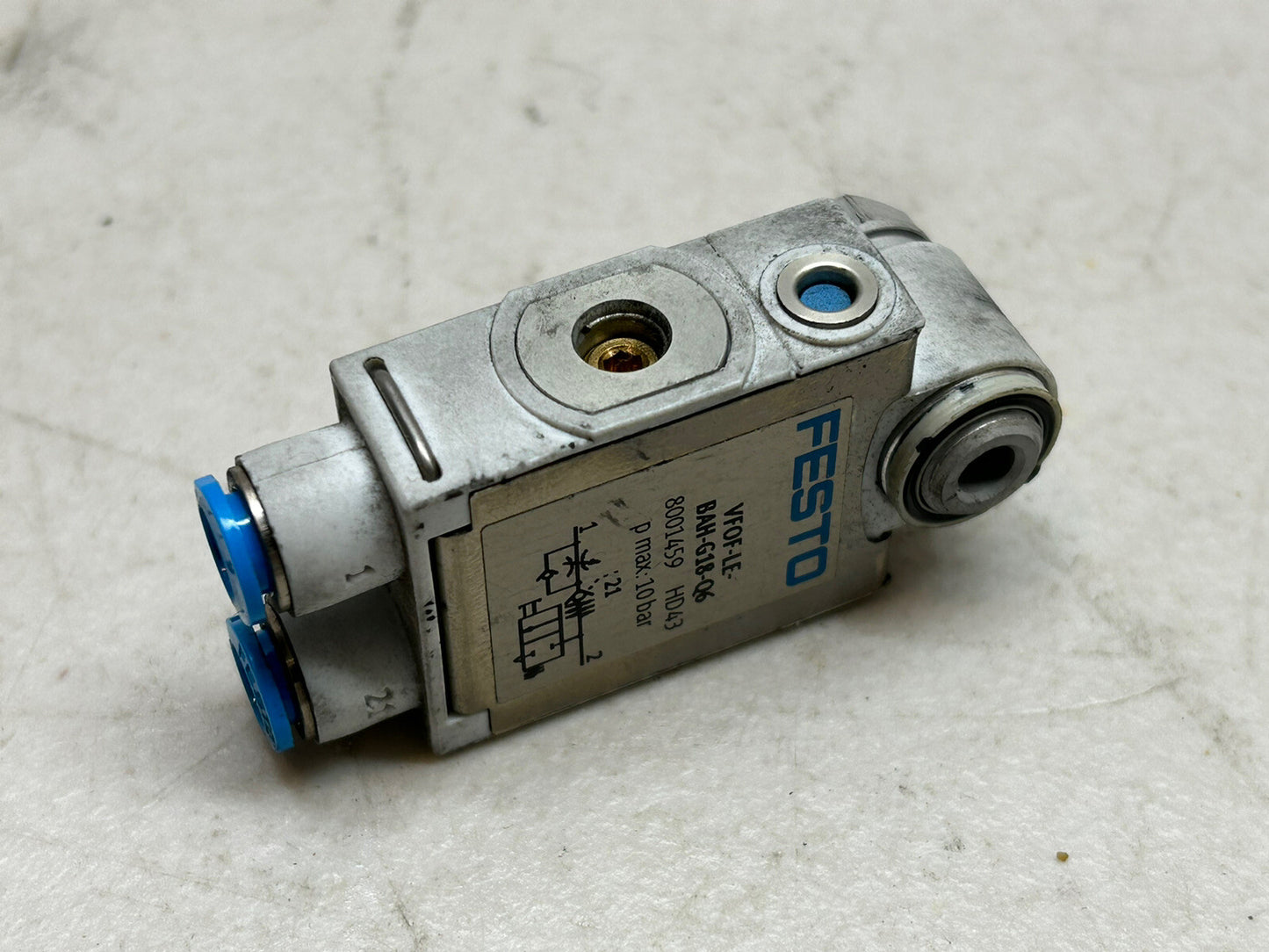 FESTO VFOF-LE-BAH-G18-Q6 / 8001459 ONE WAY THROTTLE VALVE HD43 P MAX 10 BAR