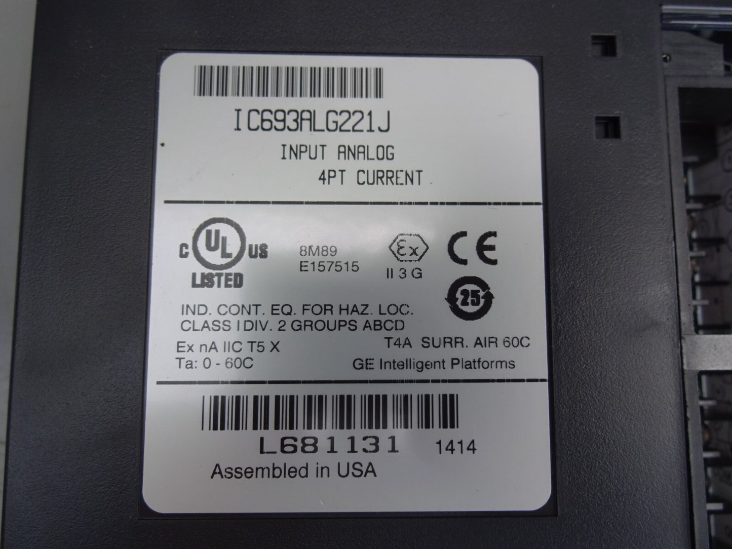 GE FANUC IC693ALG221J / IC693ALG221 ANALOG INPUT MODULE