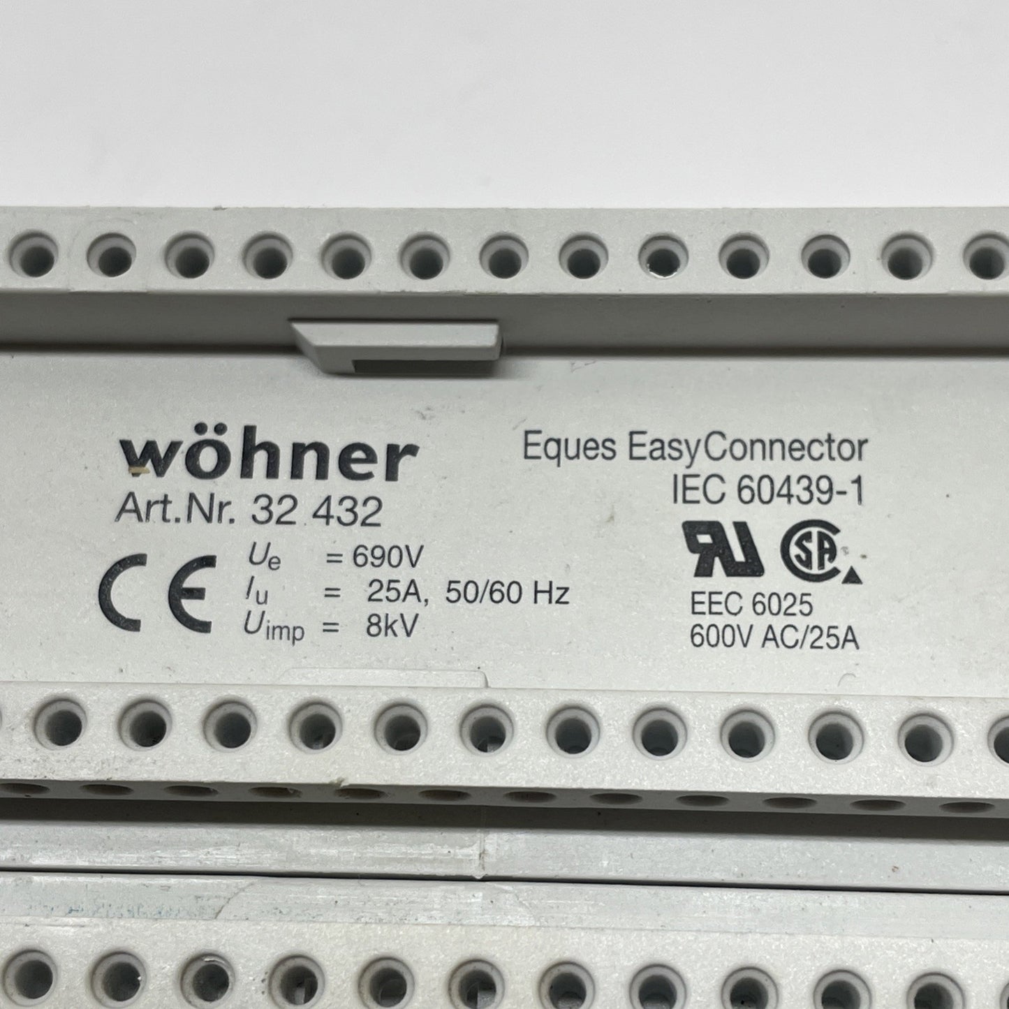 Wöhner 32432 Busbar Adapter 3-Pole 25 A 90×200 mm Mount Rails