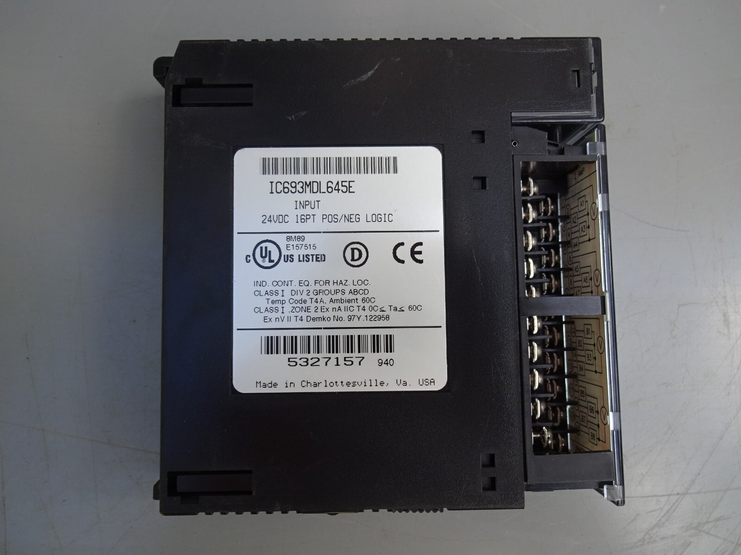 GE FANUC IC693MDL645E / IC693MDL645 / 24VDC / 16PT POS/NEG INPUT MODULE 90-30