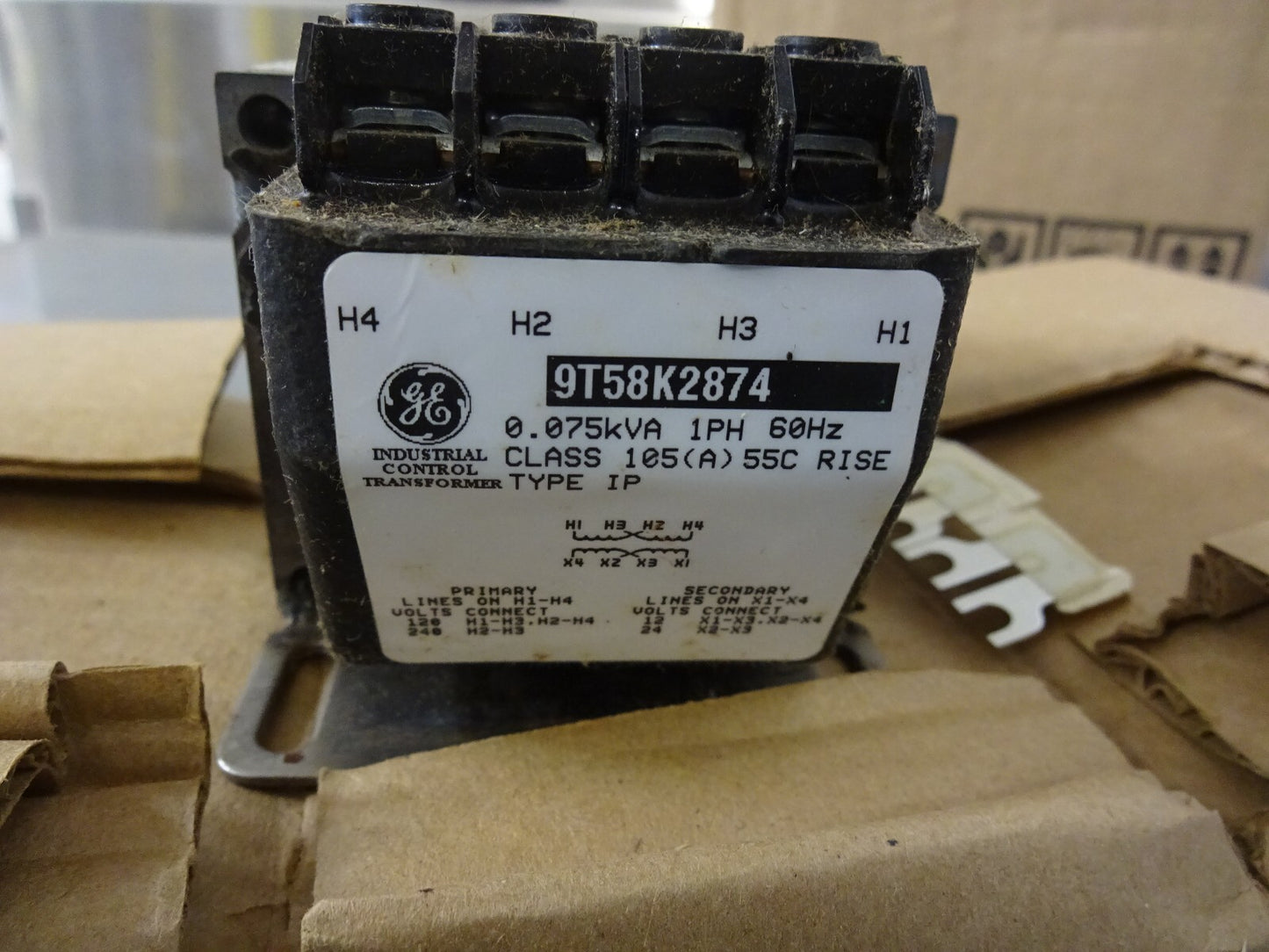 GE 9T58K2874 / CONTROL TRANSFORMER / SINGLE PHASE 60HZ 0.075kVA TYPE IP