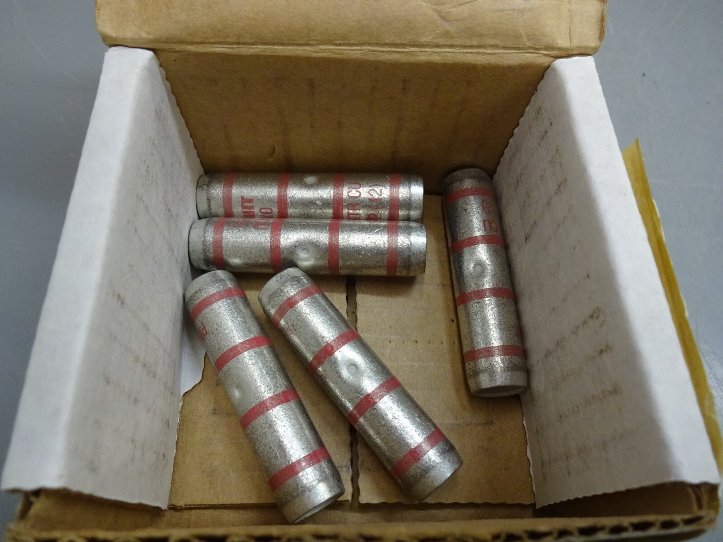PANDUIT SCH1/0-X COPPER BUTT SPLICE HIGH VOLTAGE CU WIRE # 1/0 AWG/ NEW LOT OF 5