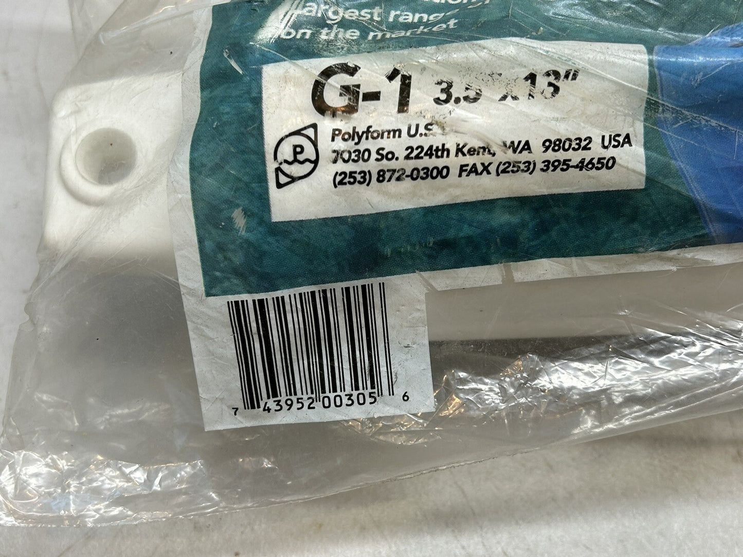 POLYFORM G-1 MARINE FENDER 3.5 X 13 INCH WHITE / NEW OLD STOCK