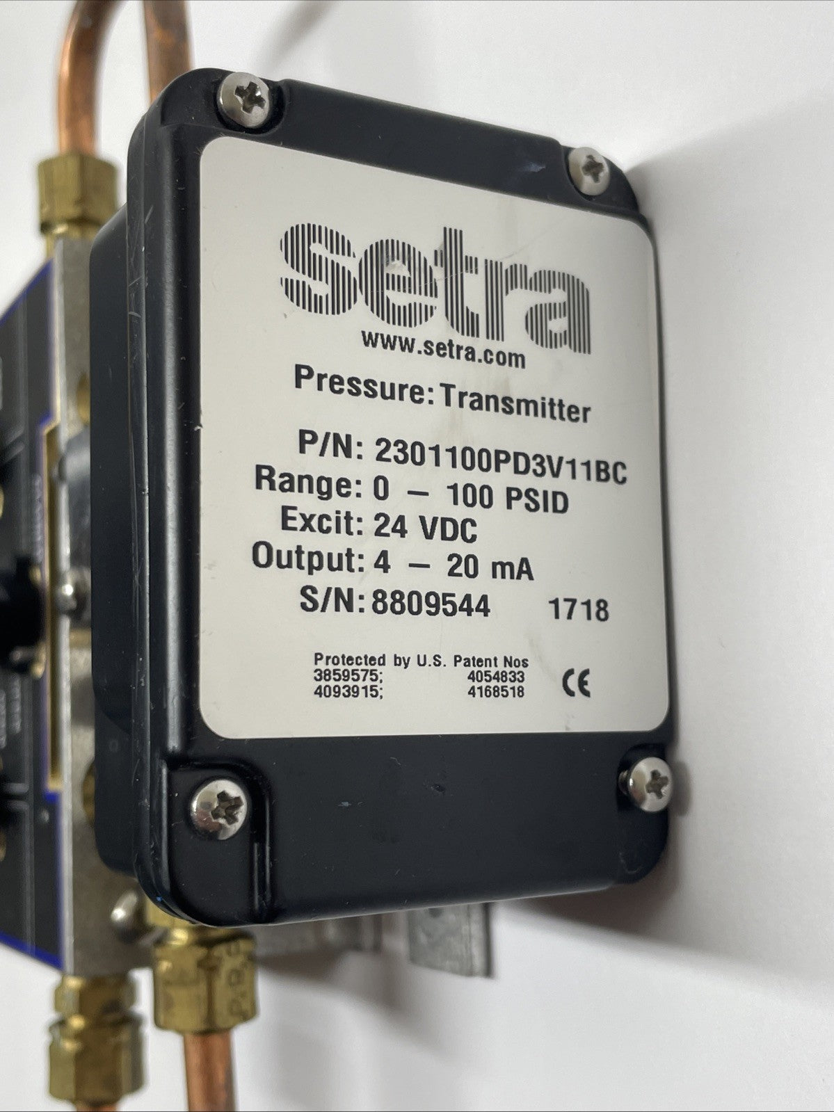 Setra 230 Series 2301100PD3V11BC 4-20 mA Pressure Transmitter 0-100 PSID