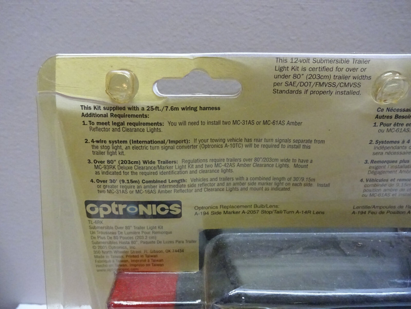 OPTRONICS TL-6RK / SUBMERSIBLE OVER 80" TRAILER LIGHT KIT / NEW