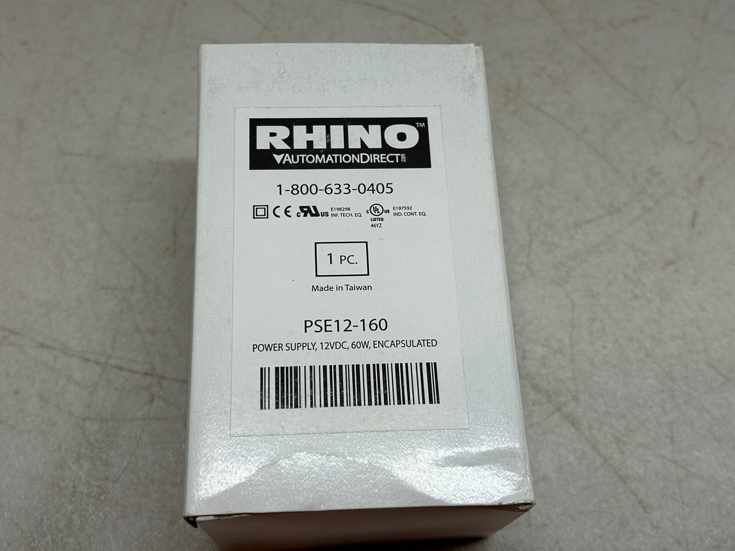 RHINO PSE12-160 Switching Power Supply 12 VDC 5A 60W 120/240VAC Encapsulated