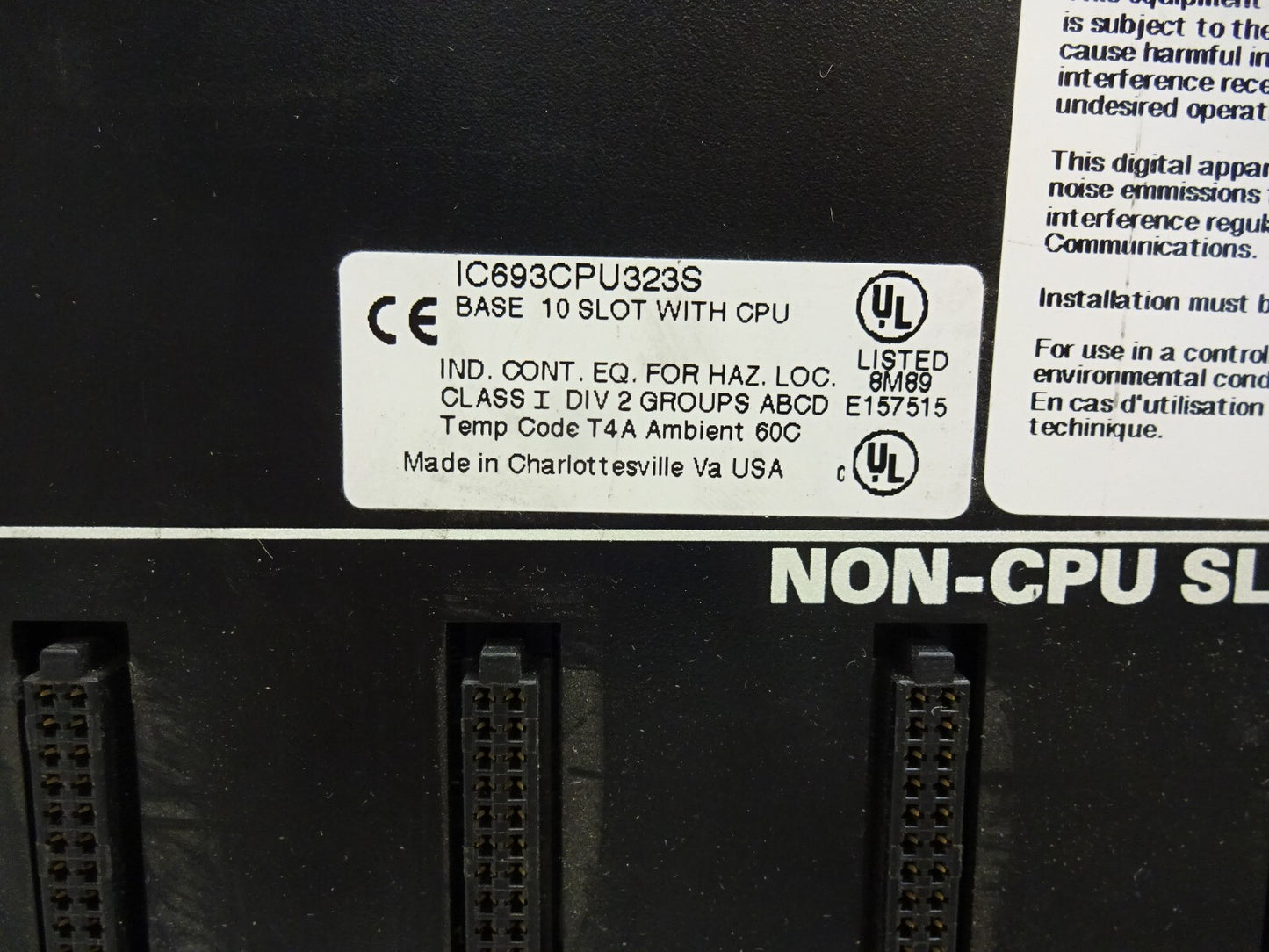 GE FANUC IC693CPU323 / IC693CPU323S 10 SLOT BASE WITH CPU