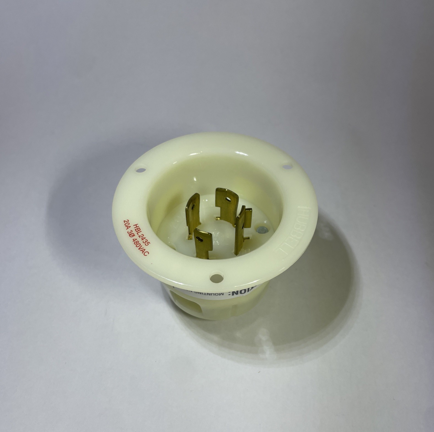 Hubbell HBL2435 Twist Locking Male Flanged Inlet 20A 3-Phase 480V 3P 4W L16-20P