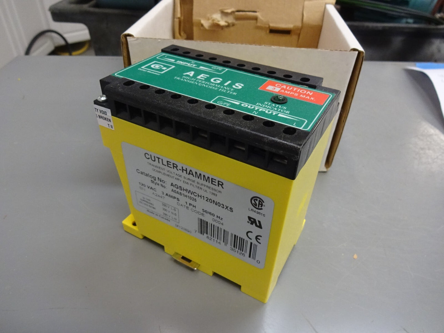 CUTLER HAMMER AGSHWCH120N03XS / POWERLINE FILTER HARD WIRE 3AMP 120VA / NEW