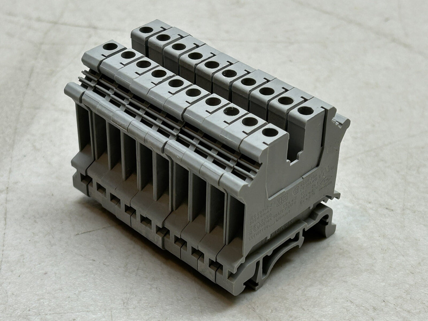 LOT OF 10 PHOENIX CONTACT UK5N DIN MOUNT SINGLE LEVELTERMINAL BLOCKS - GRAY/GREY