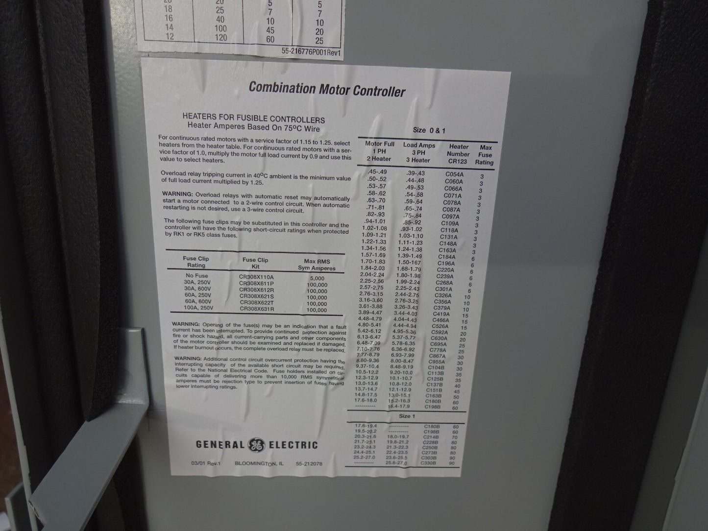 GE 300-LINE CONTROL FULLY ENCLOSED NEMA SIZE 1 STARTER / 10 HP 480V / 3R ENCL