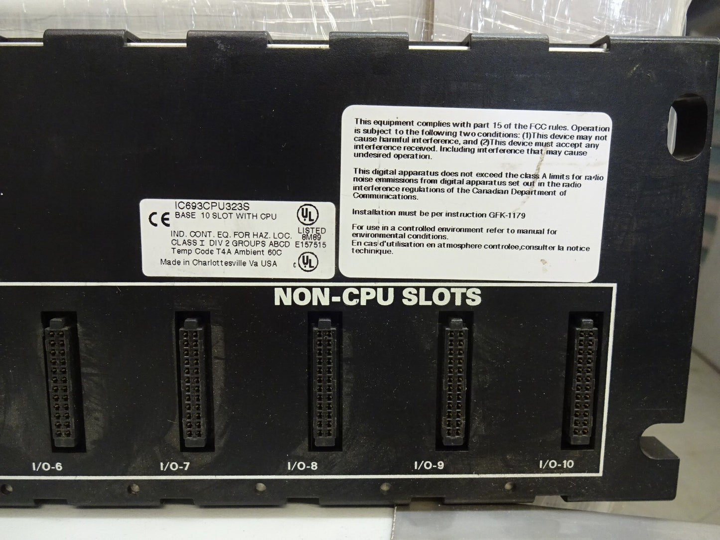 GE FANUC IC693CPU323 / IC693CPU323S 10 SLOT BASE WITH CPU