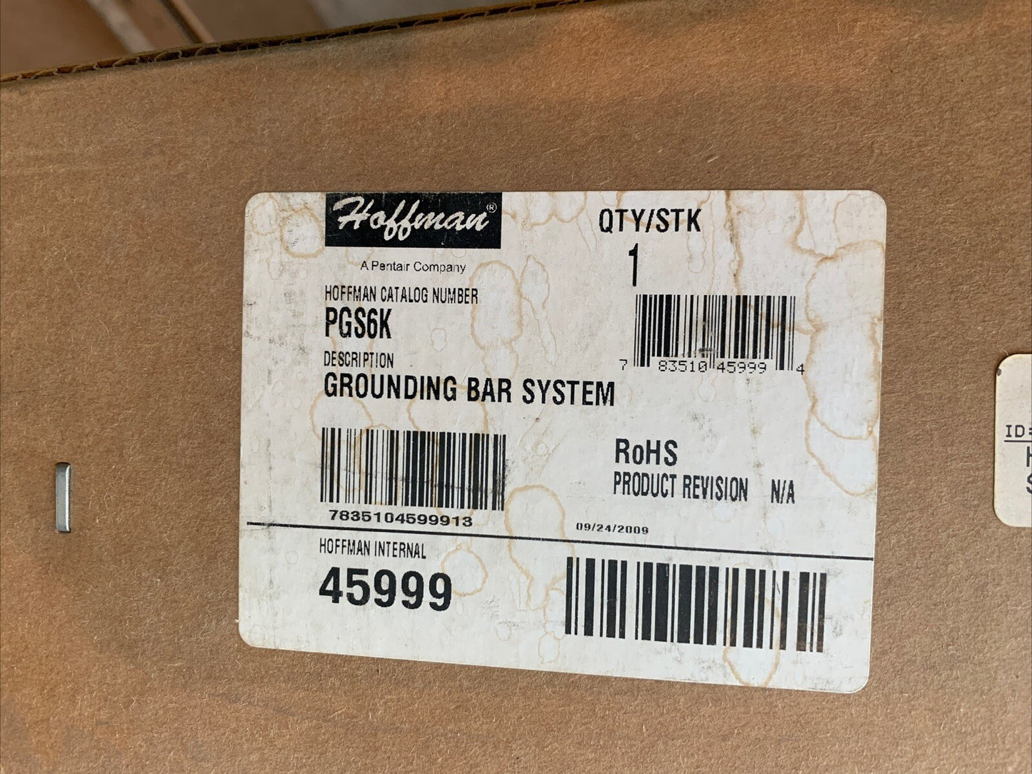 HOFFMAN / PENTAIR PGS6K GROUNDING BAR SYSTEM, NEW IN SEALED BOX