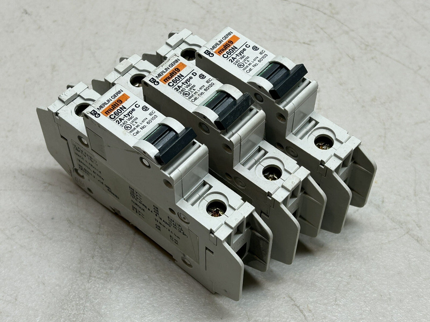 MERLIN GERIN 60103 2A MULTI9 1 POLE CIRCUIT BREAKER LOT OF 2 / + BONUS (1) 60120