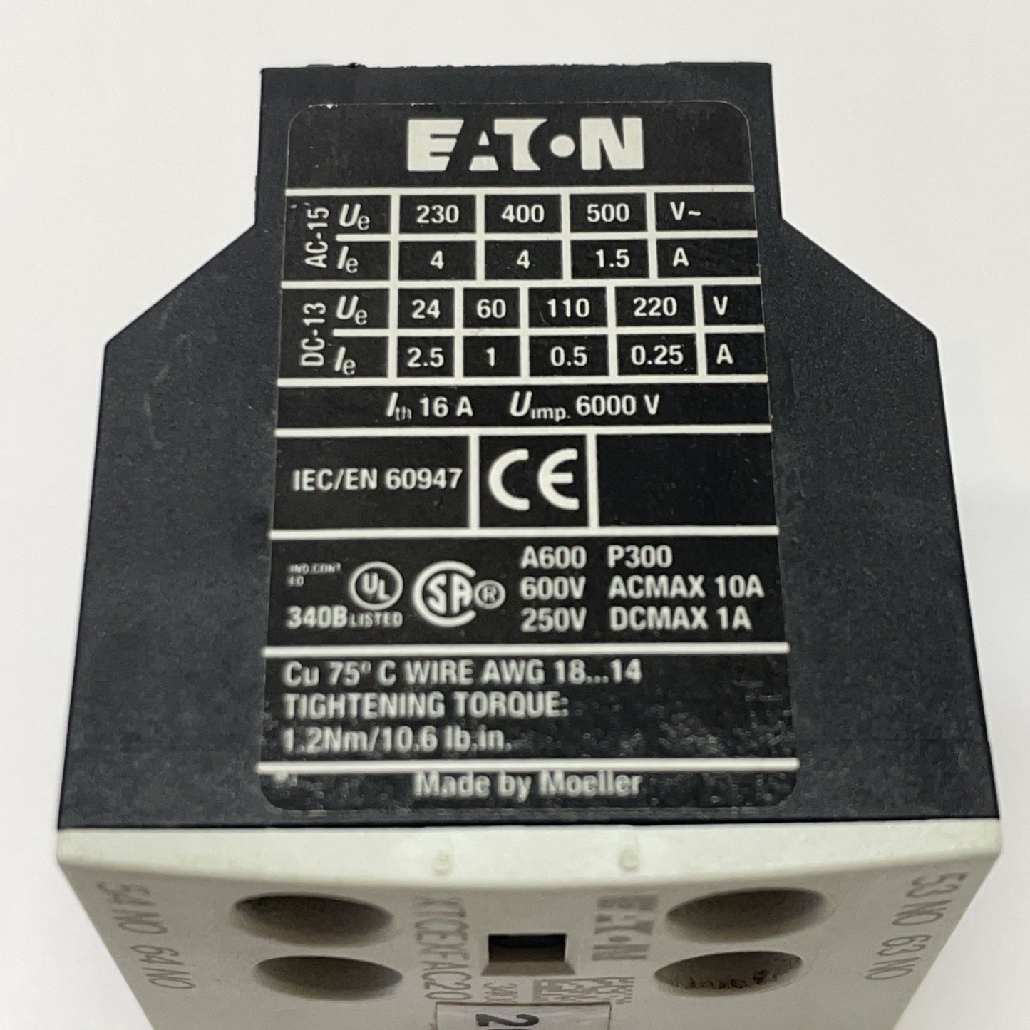 Eaton XTCEXFAC20 Auxiliary Contact 2-Pole 2NO Screw Terminals