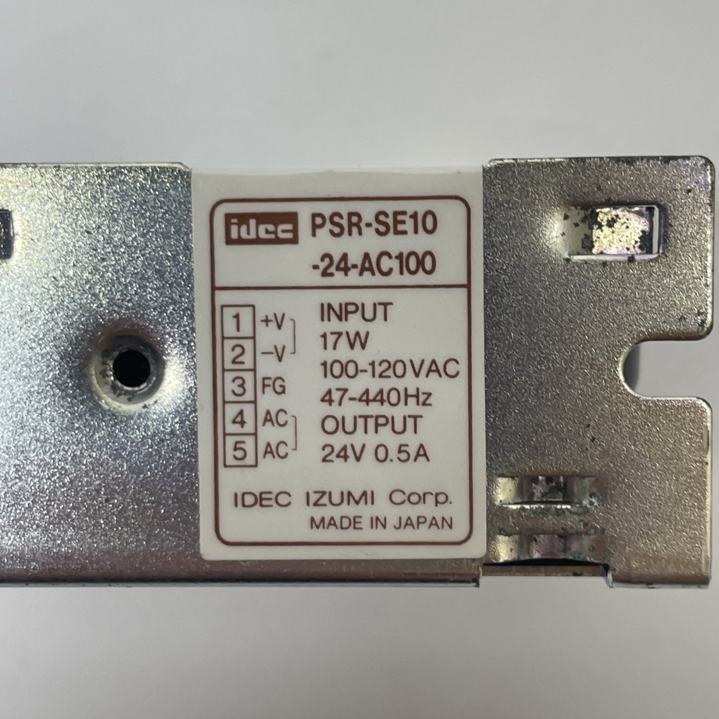 IDEC POWER SUPPLY PSR-SE10-24-AC100, 100-120VAC 24V 0.5A PSR-SE10