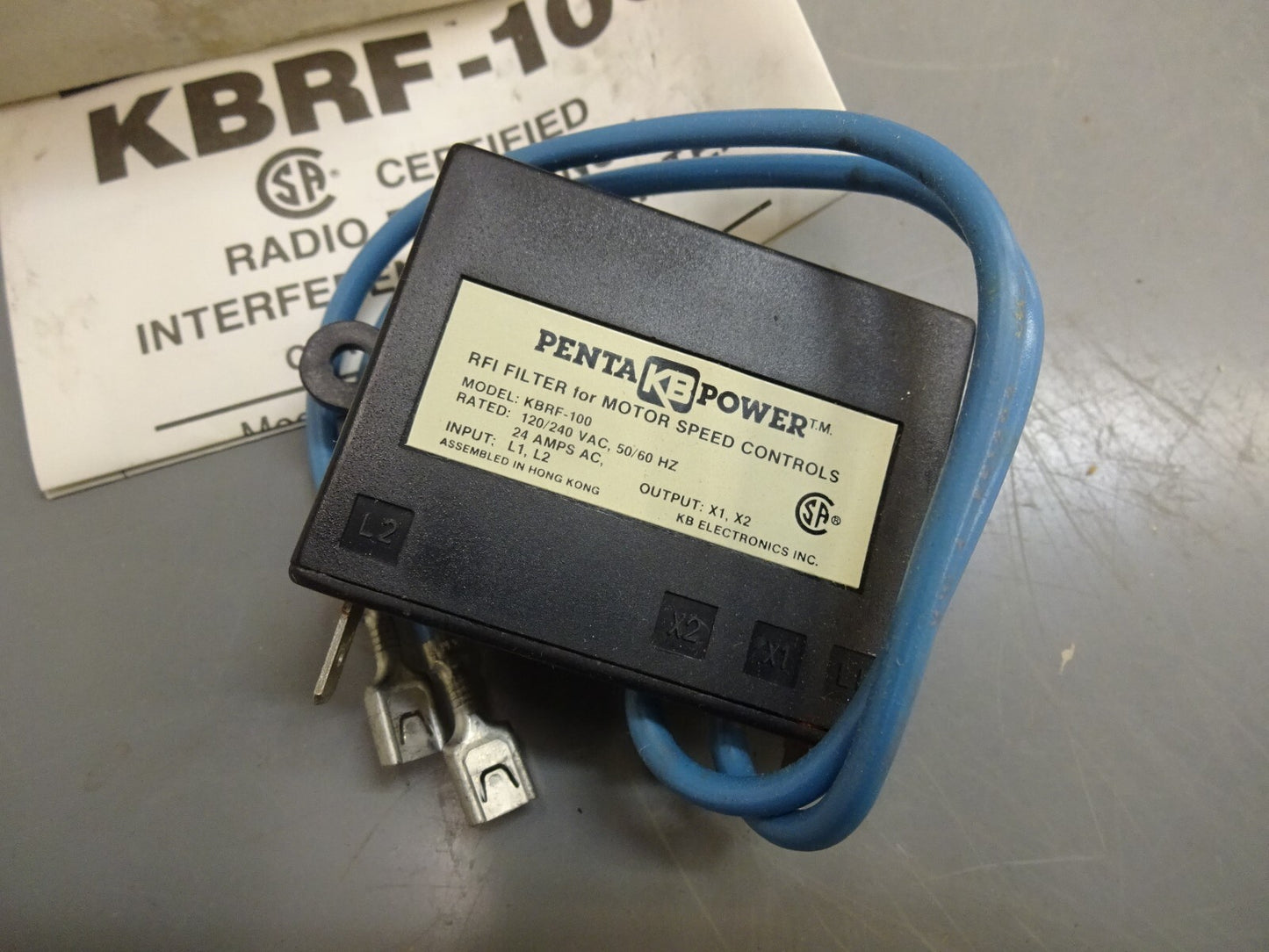 PENTA POWER KBRF-100 / 9107 KB ELECTRONICS RFI FILTER FOR SPEED CONTROL / NEW