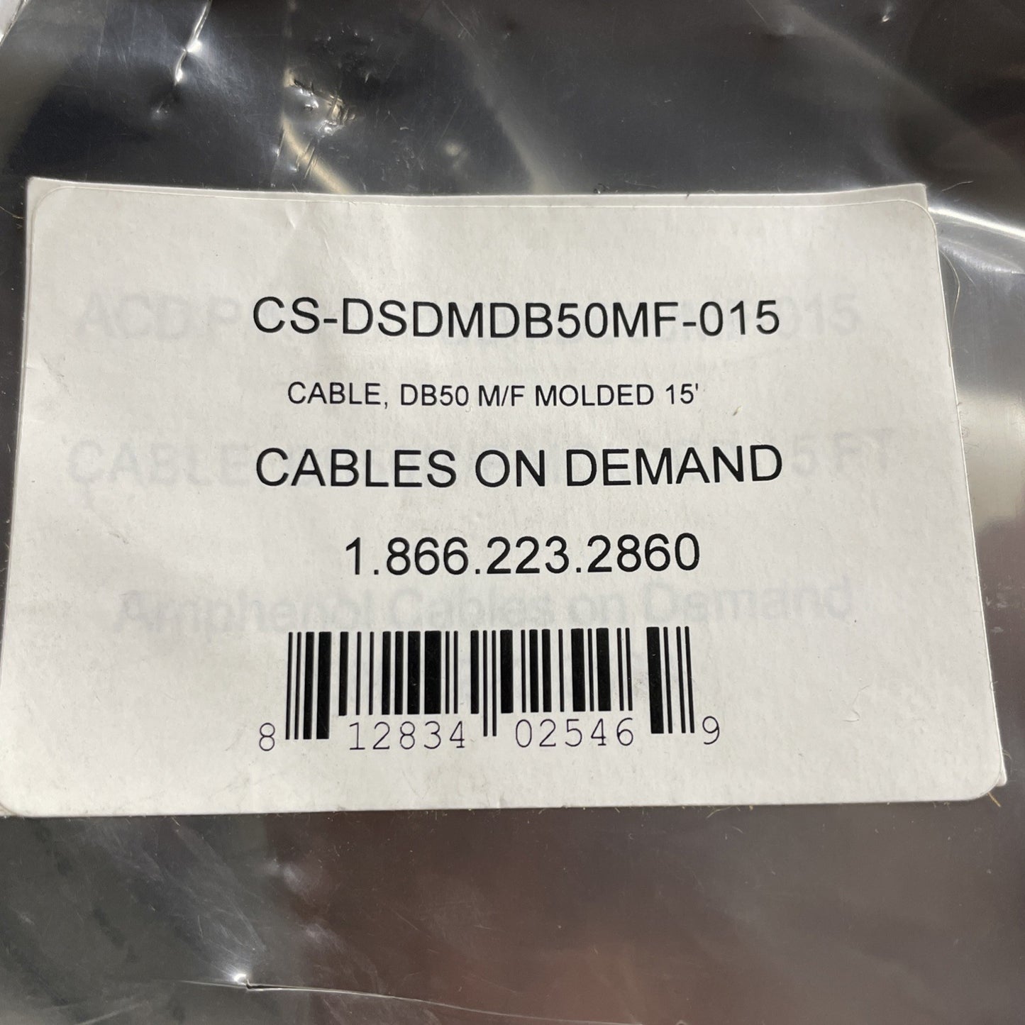 New Amphenol CS-DSDMDB50MF-010 D-Sub Cable Assembly DB50 Gray 10FT.
