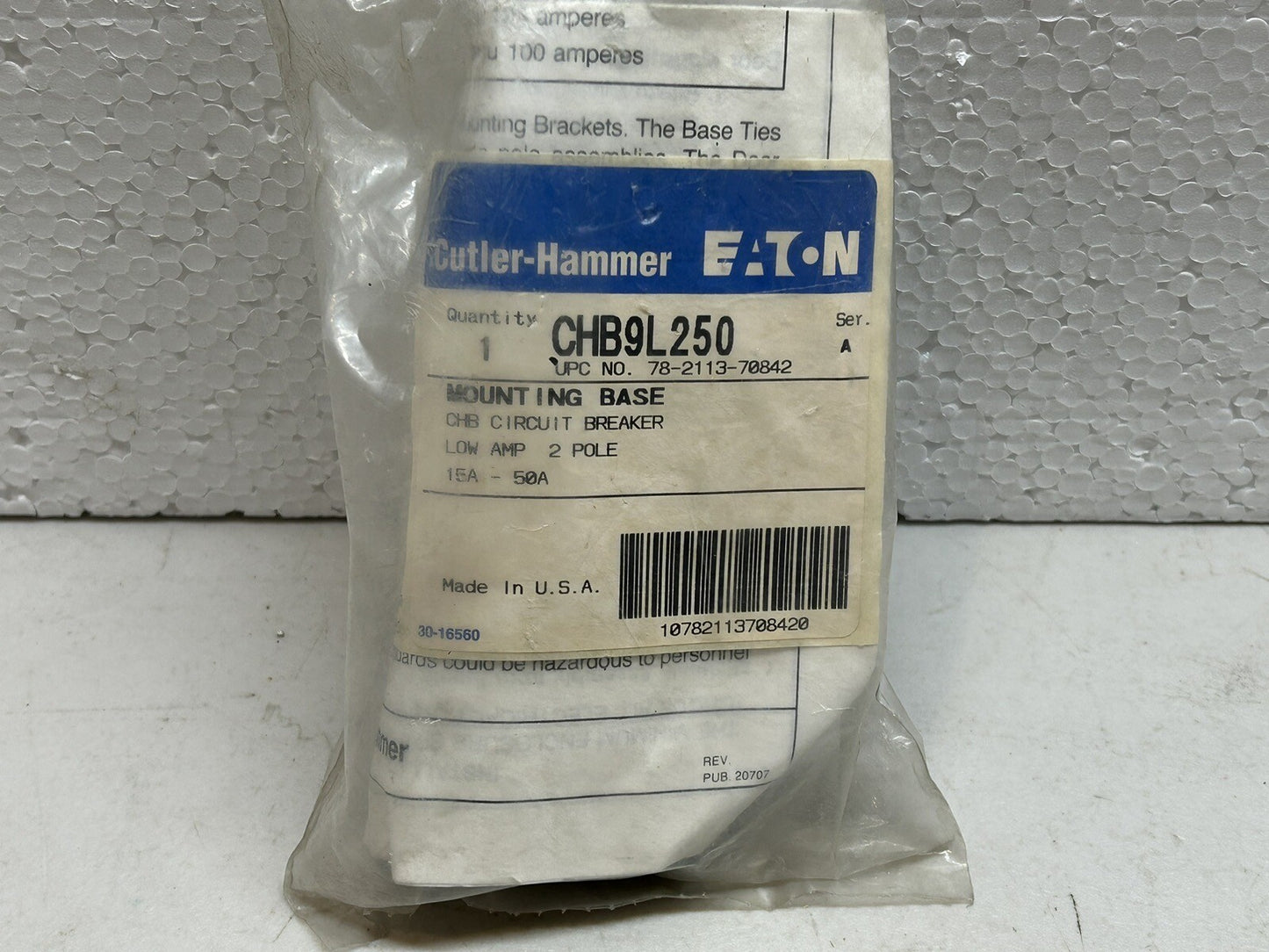 EATON CUTLER HAMMER CHB9L250 SERIES A MOUNTING BASE CHB CIRCUIT BREAKER 2P / NEW