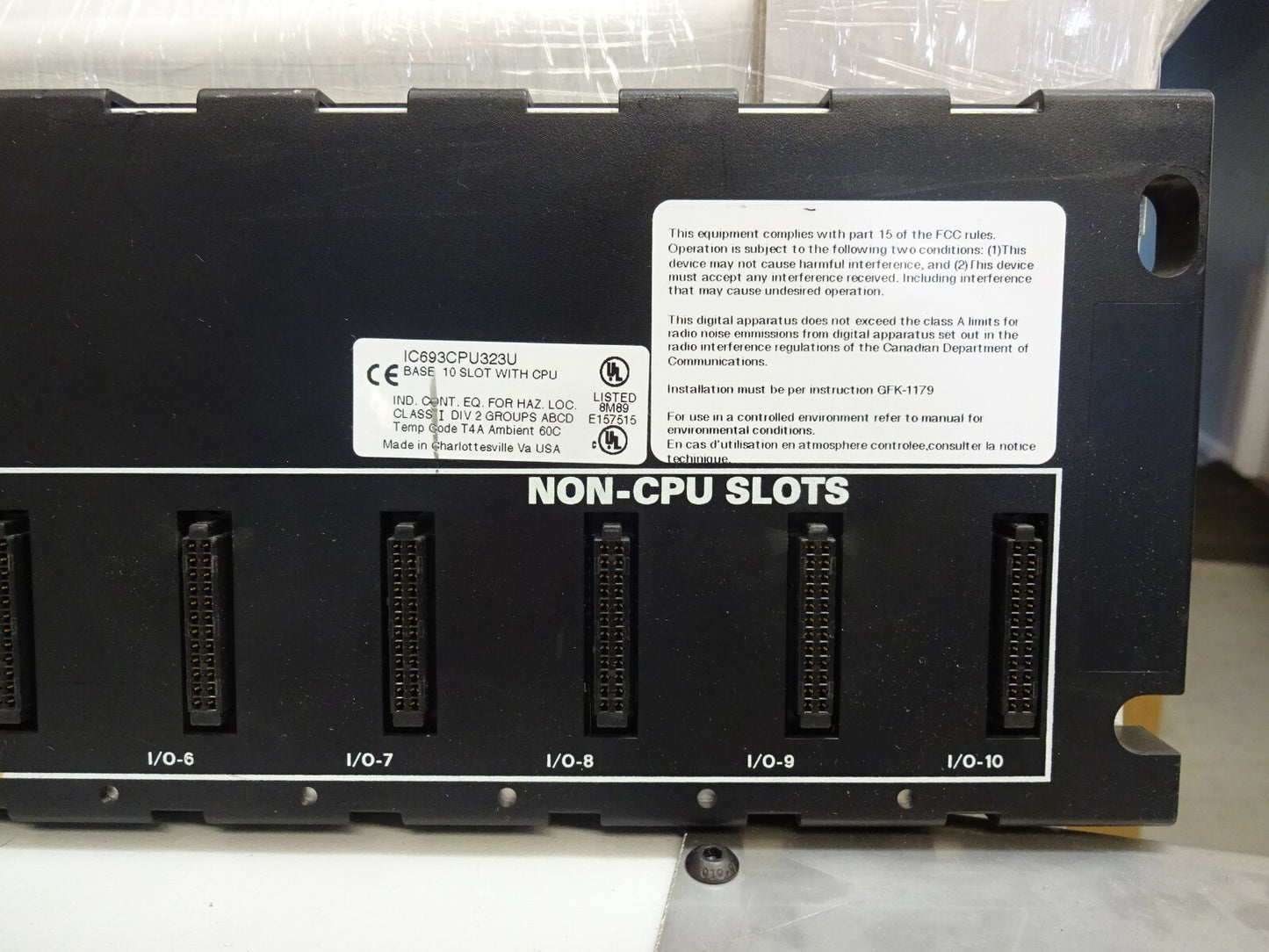 GE FANUC IC693CPU323 / IC693CPU323U 10 SLOT BASE WITH CPU