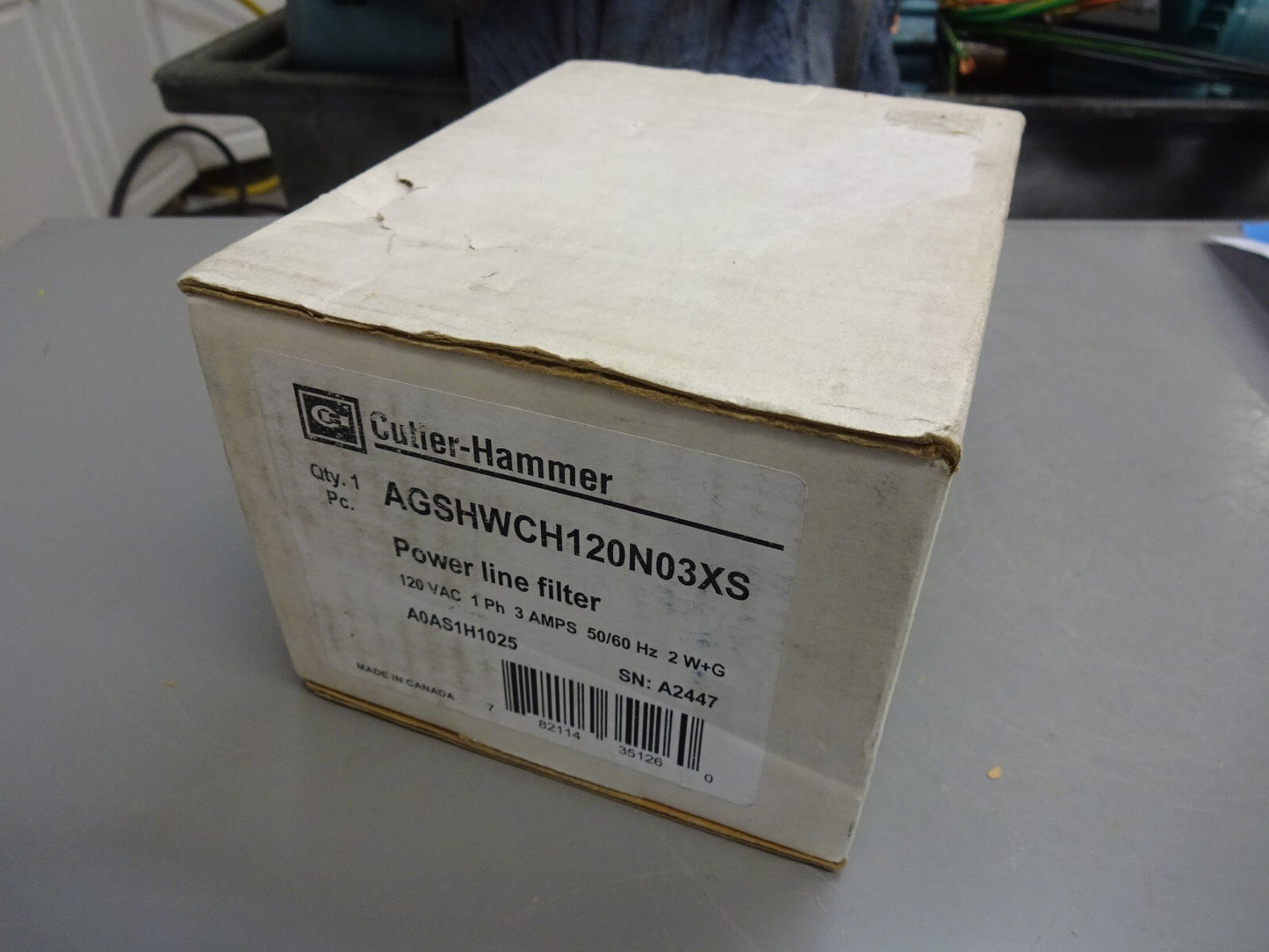 CUTLER HAMMER AGSHWCH120N03XS / POWERLINE FILTER HARD WIRE 3AMP 120VA / NEW