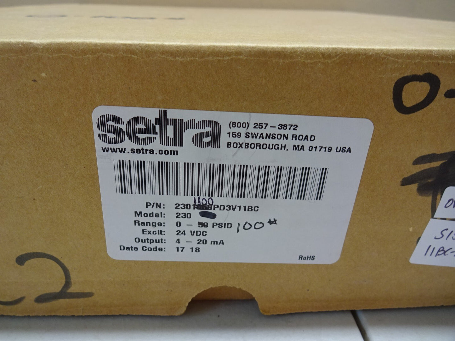 SETRA 2301100PD3V11BC / 230 SERIES PRESSURE TRANSDUCER 0-100 PSID / NEW
