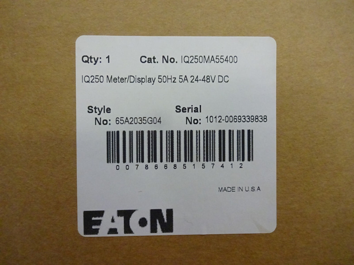 EATON IQ250MA55400 / IQ250 / METER DISPLAY 66A2035G04 / 5A 24-48VDC 50HZ / NEW