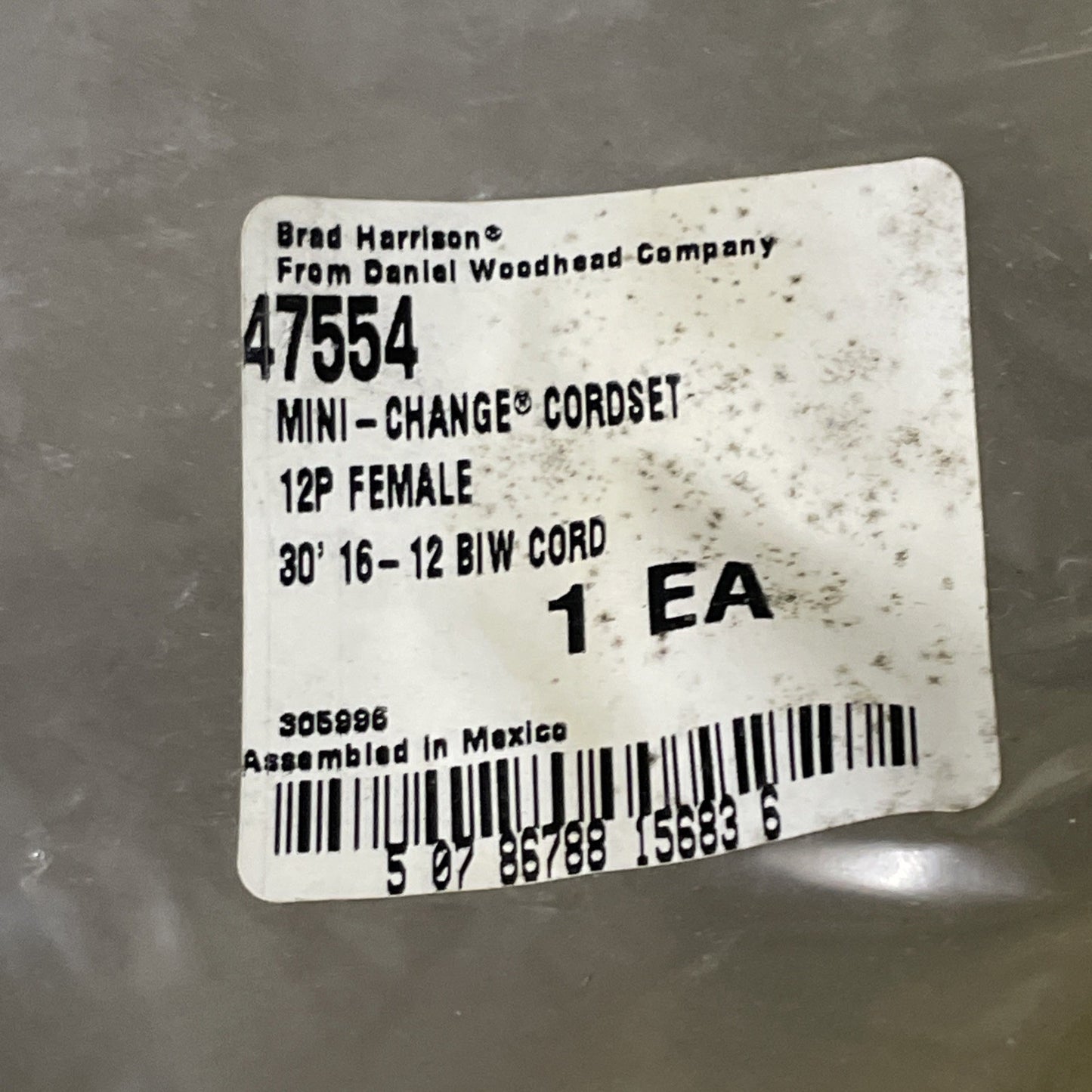 BRAD HARRISON 47554 Cordset Mini-Change 12-Pole 16 AWG 30 ft Female