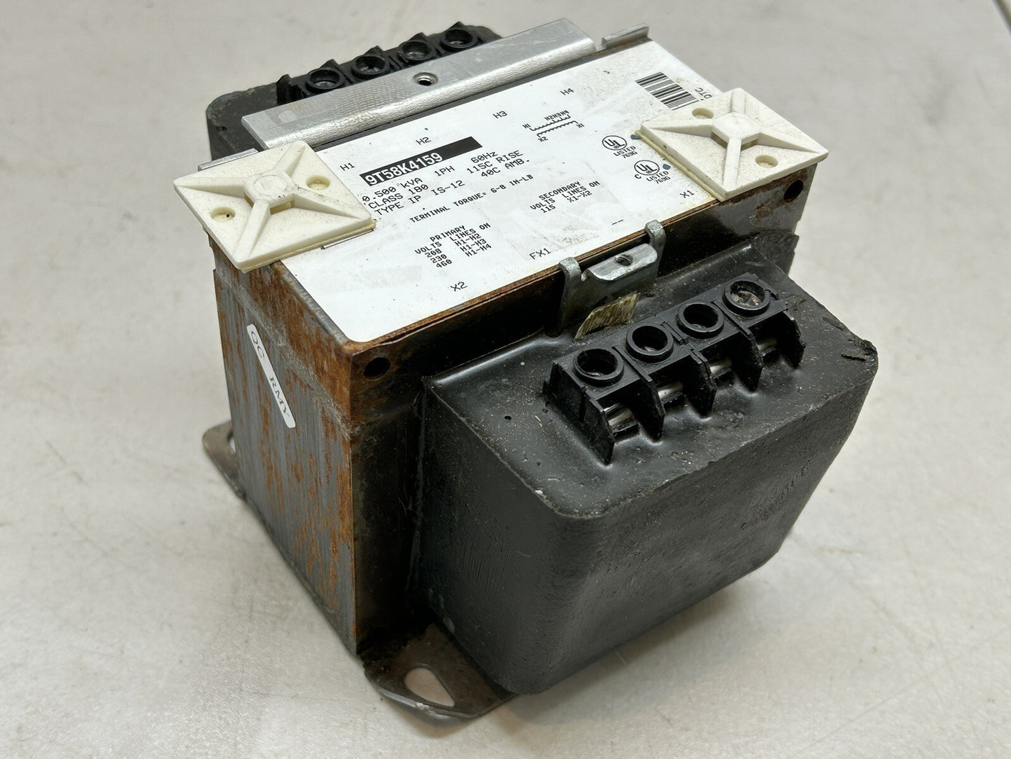 GE 9T58K4159 INDUSTRIAL CONTROL TRANSFORMER TYPE IP IS-12 / 0.500 KVA / 1PH 60HZ