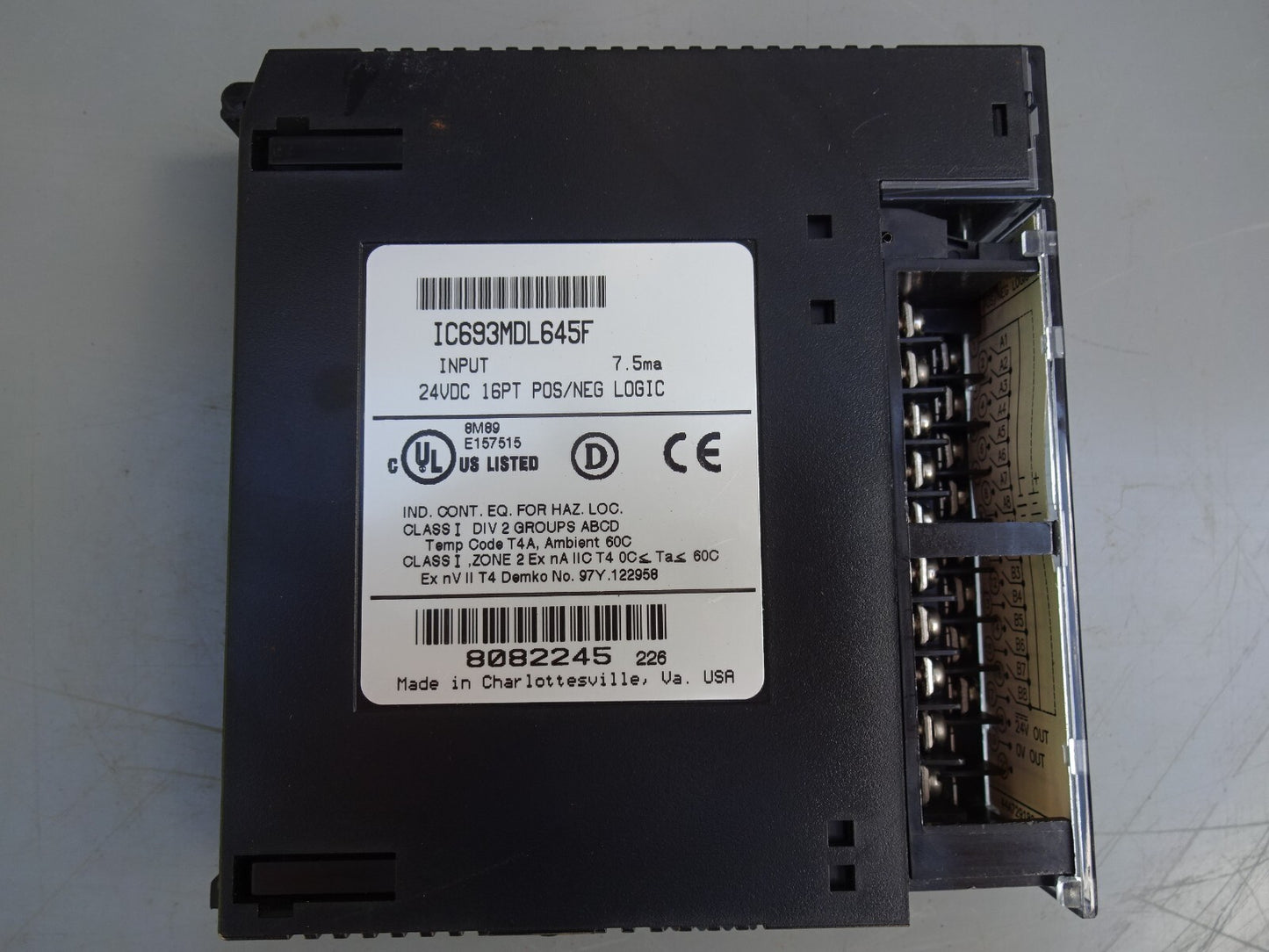 GE FANUC IC693MDL645F / IC693MDL645 24V / 16PT POS/NEG LOGIC INPUT MODULE 90-30
