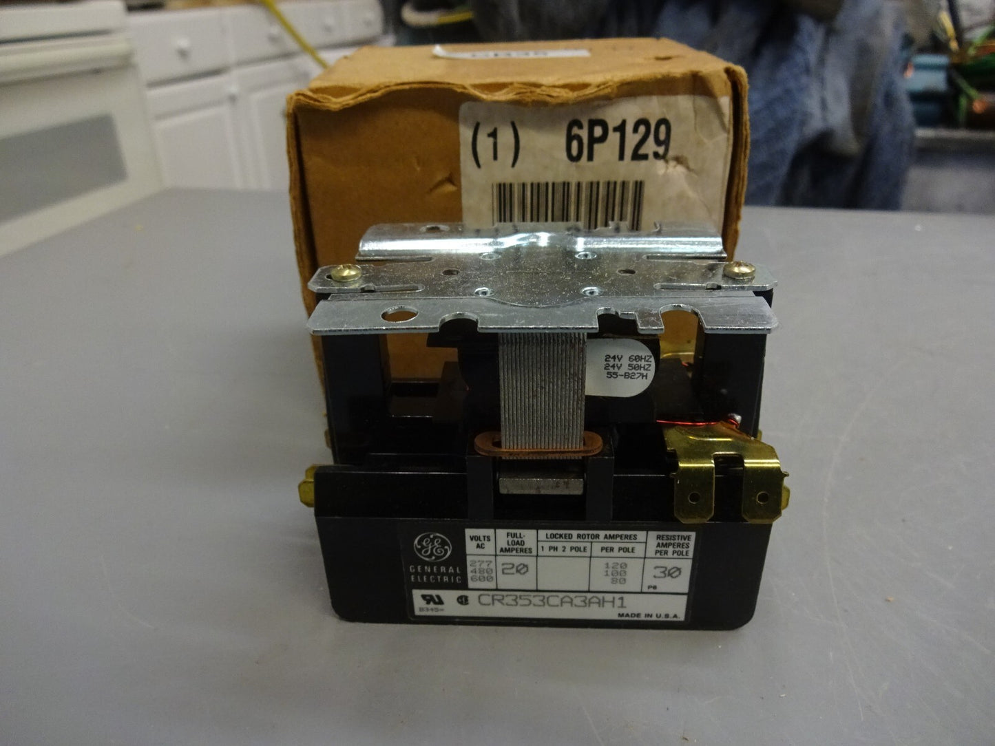 GE CR353CA3AH1 COMPACT CONTACTOR 20A 1 POLE PLUS SHUNTED POLE COIL 24V 50-60HZ