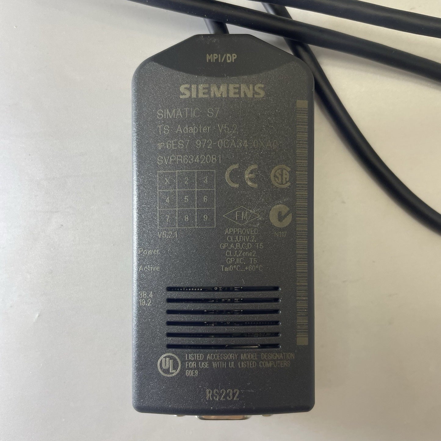 Siemens 6ES7 972-0CA34-0XA0 MPI/DP To RS232 Simatic S7 TS Adapter V5.2