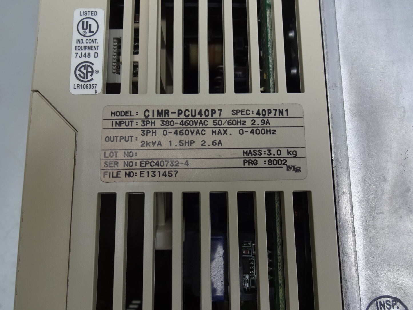 EMS CIMR-PCU40 / P7PC3-40P7 / 606PC3 / 3PH 380-460VAC 5-/60HZ 2.9A