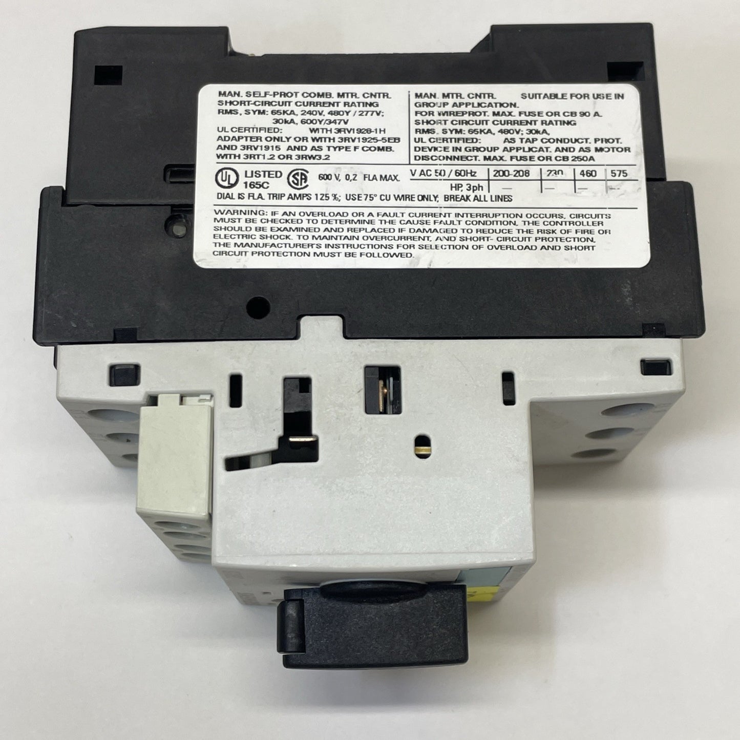 Siemens 3RV1021-0BA10 Manual Motor Starter Protector Circuit Breaker 0.2A