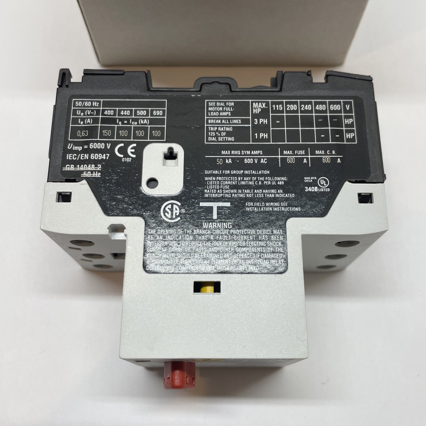 Eaton XTPBP63BC1 Manual Motor Protector 3-Pole 0.4-0.63A IEC Starter