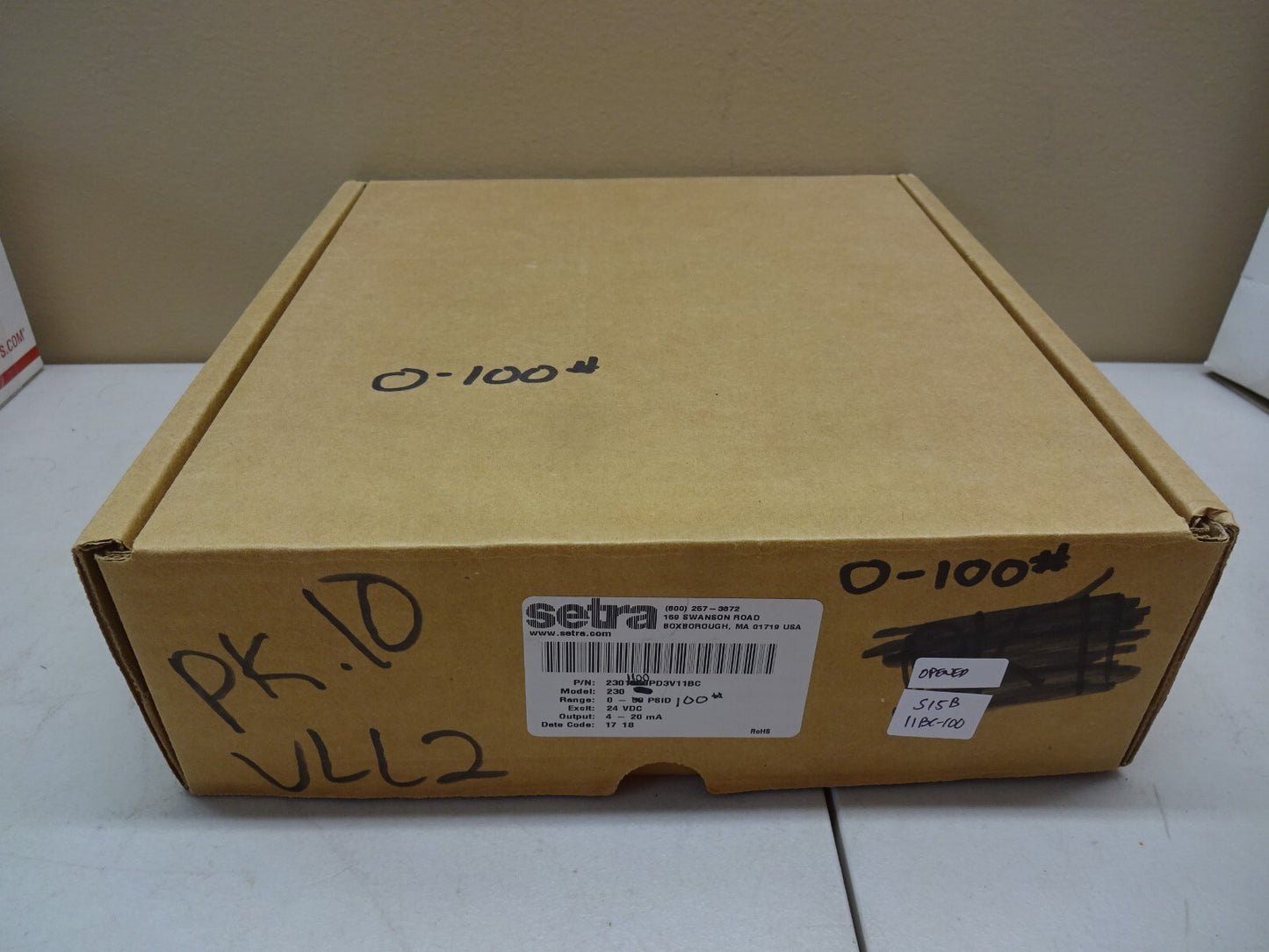 SETRA 2301100PD3V11BC / 230 SERIES PRESSURE TRANSDUCER 0-100 PSID / NEW