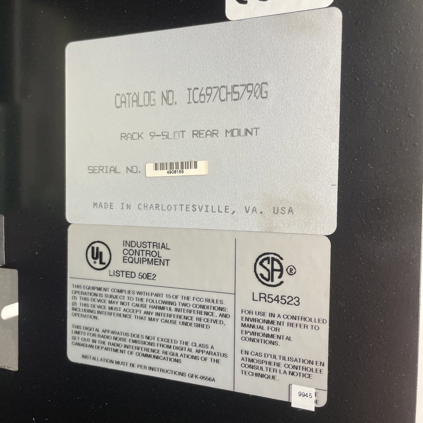 GE FANUC IC697CHS790G 9-SLOT REAR MOUNT SERIES 70-90