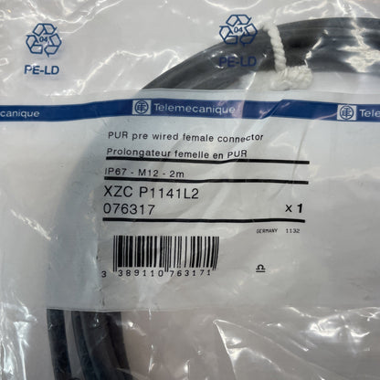 Telemecanique XZC P1141L2 2m PUR Cable M12 Female 4-Pin Connector