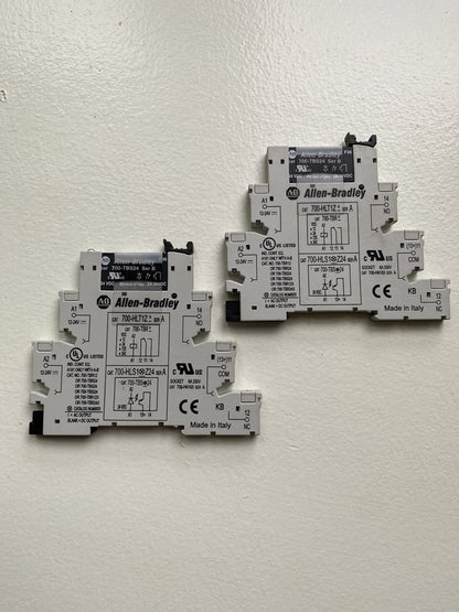 ALLEN BRADLEY 700-HLT1Z SER A TERMINAL BLOCK W/ 700-TBS24 RELAY SER B / LOT OF 2