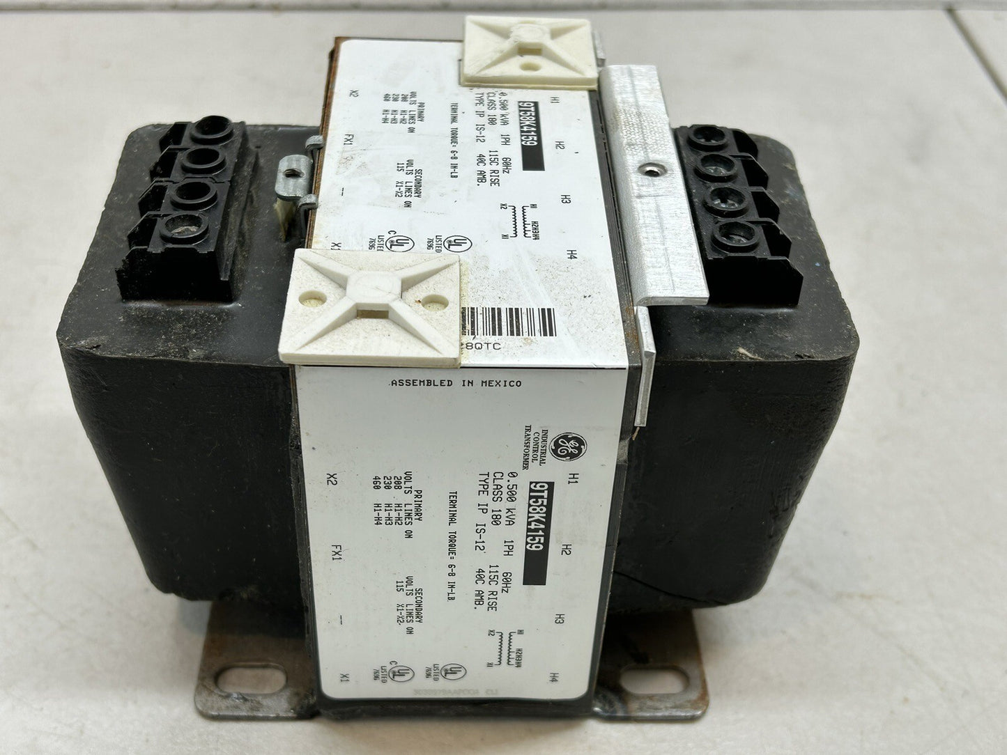 GE 9T58K4159 INDUSTRIAL CONTROL TRANSFORMER TYPE IP IS-12 / 0.500 KVA / 1PH 60HZ
