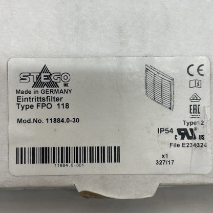 New Stego 11884.0-30 Vent for OUT Filter Fan 322mm X 322mm X 25mm FPO 118