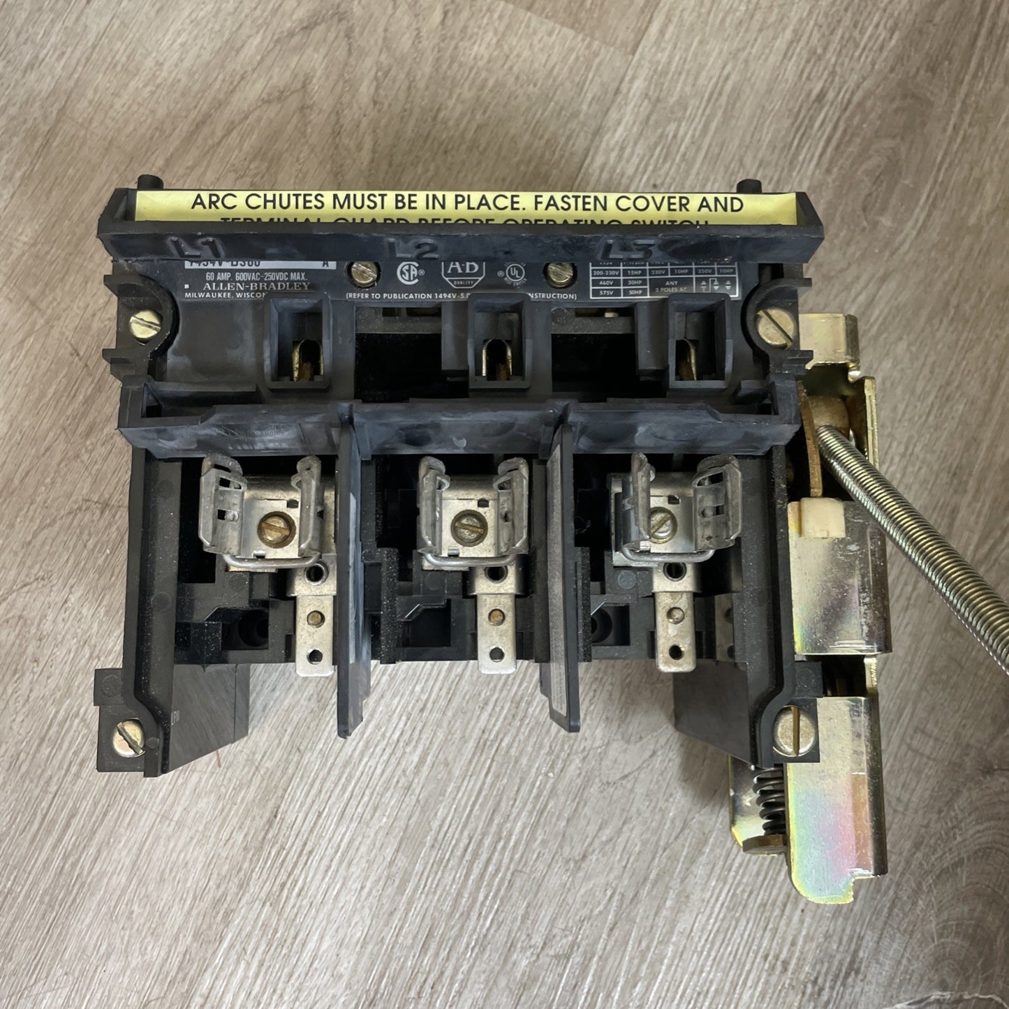 Allen Bradley 1494V-DS60 Line Terminal Disconnect Switch Series A 60A