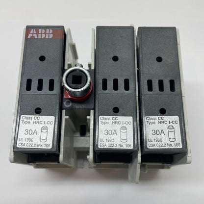 ABB 1SCA022548R9720 / OS30ACC12 30A 600V 3-Pole Fusible Disconnect Switch NEW