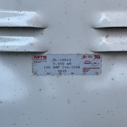 MTE RL-10013 Line Reactor 100A 0.45mH 3 Phase 480/600V NEMA 1 Enclosure RL-10003