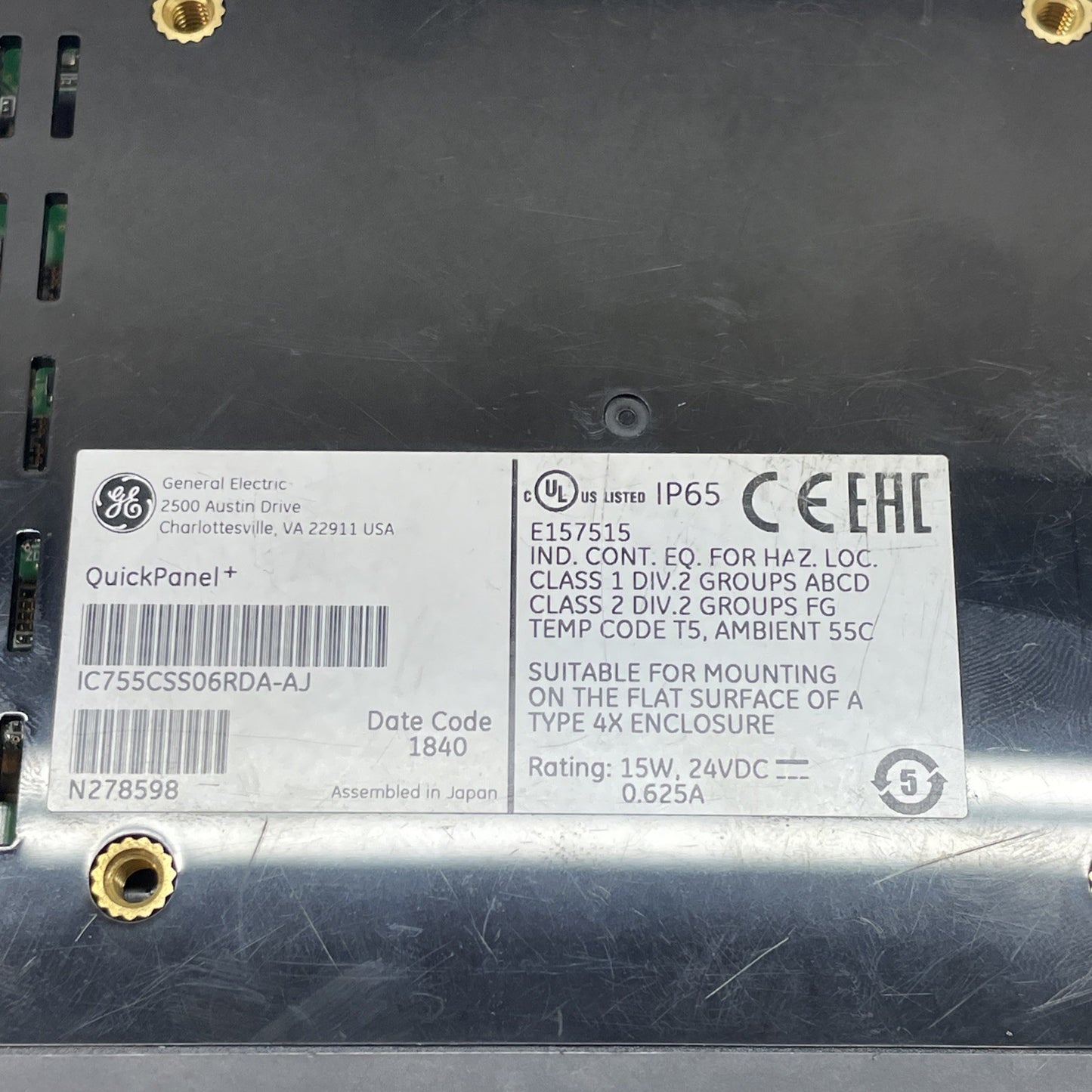 IC755CSS06RDA-AJ GE Emerson QuickPanel+ 6″ HMI Touch Screen Operator Panel
