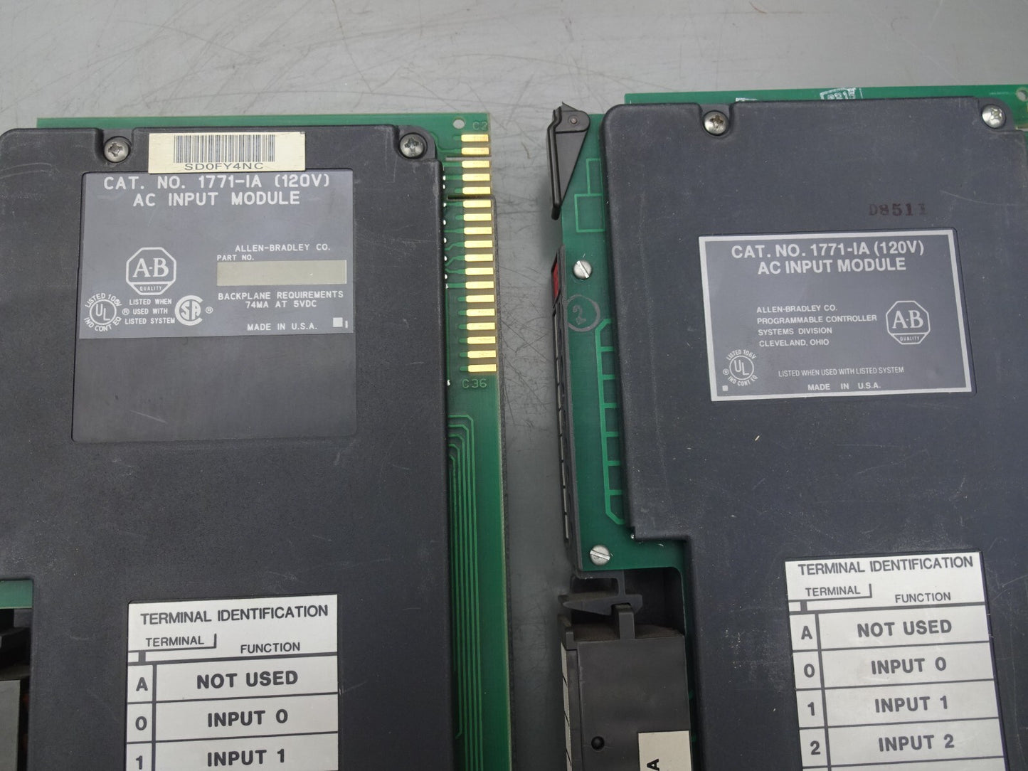 ALLEN BRADLEY 1771-IA / AC INPUT MODULE WITH 1771-WA / LOT OF 2