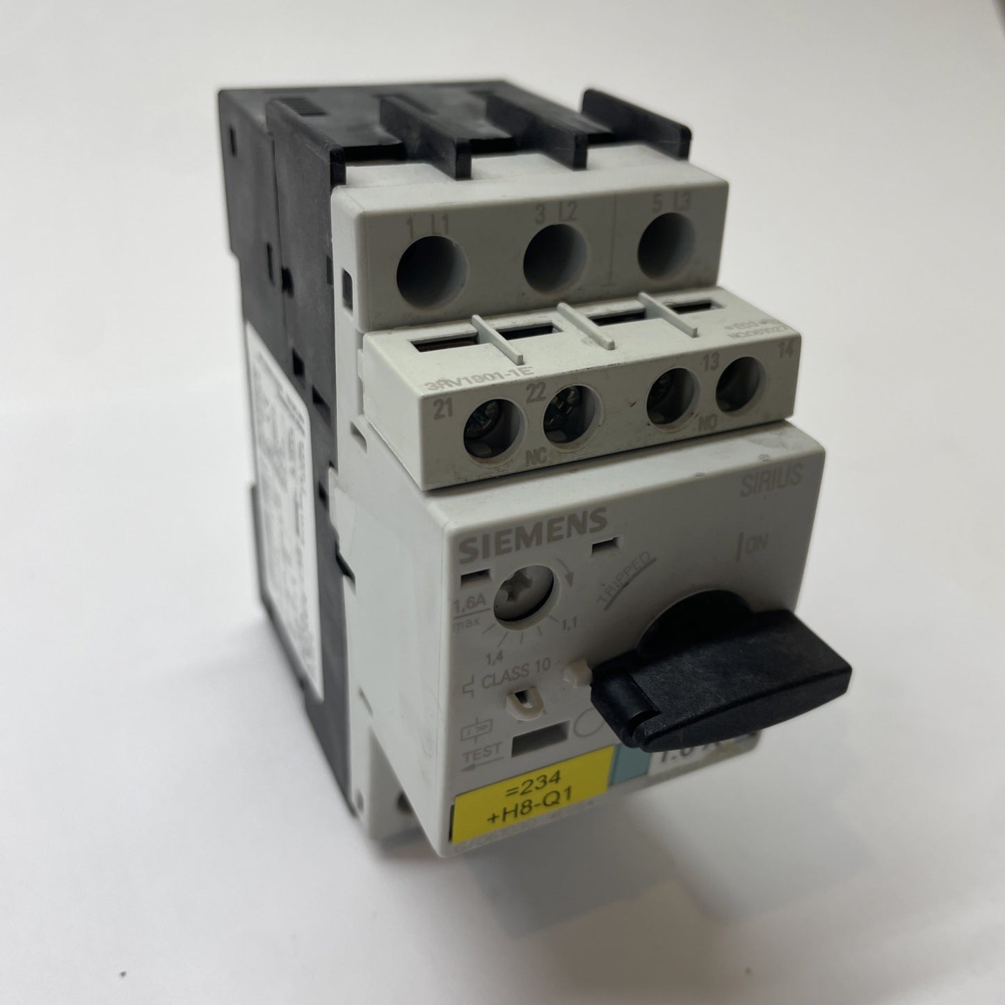Siemens 3RV1021-1AA10 Motor Protection Circuit Breaker 1.1-1.6 A